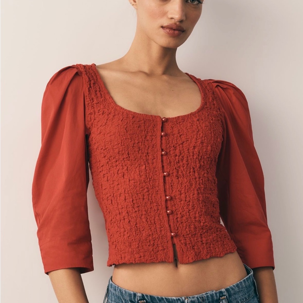 NWT Anthropologie Smocked Cardigan Top